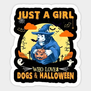 Just a Girl Who Loves Dogs & Halloween Husky Dog Lovers Sticker